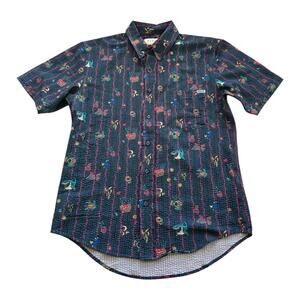 RSVLTS Disney Pixar Finding Nemo Shark Baits Buds Shirt SZ S Stretch Seersucker